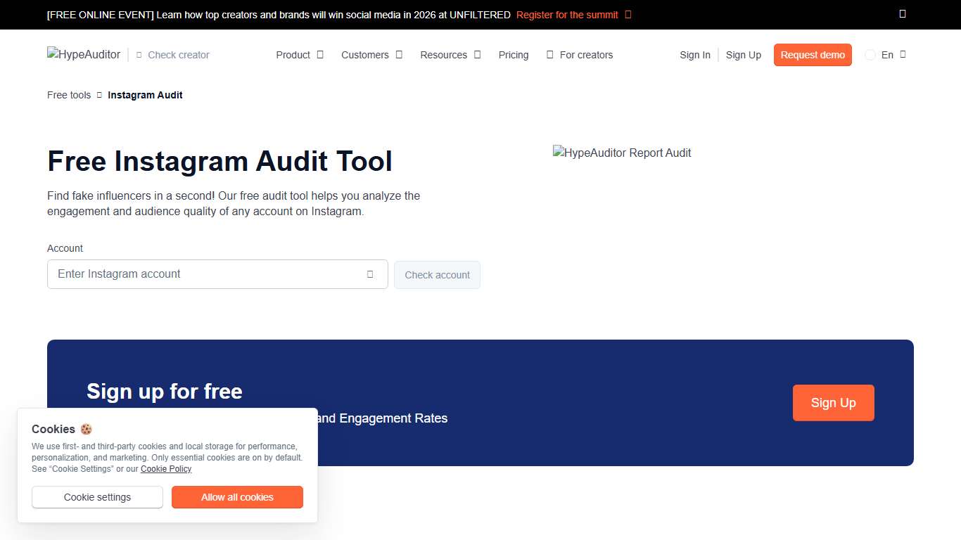 Free Instagram Audit Tool - HypeAuditor